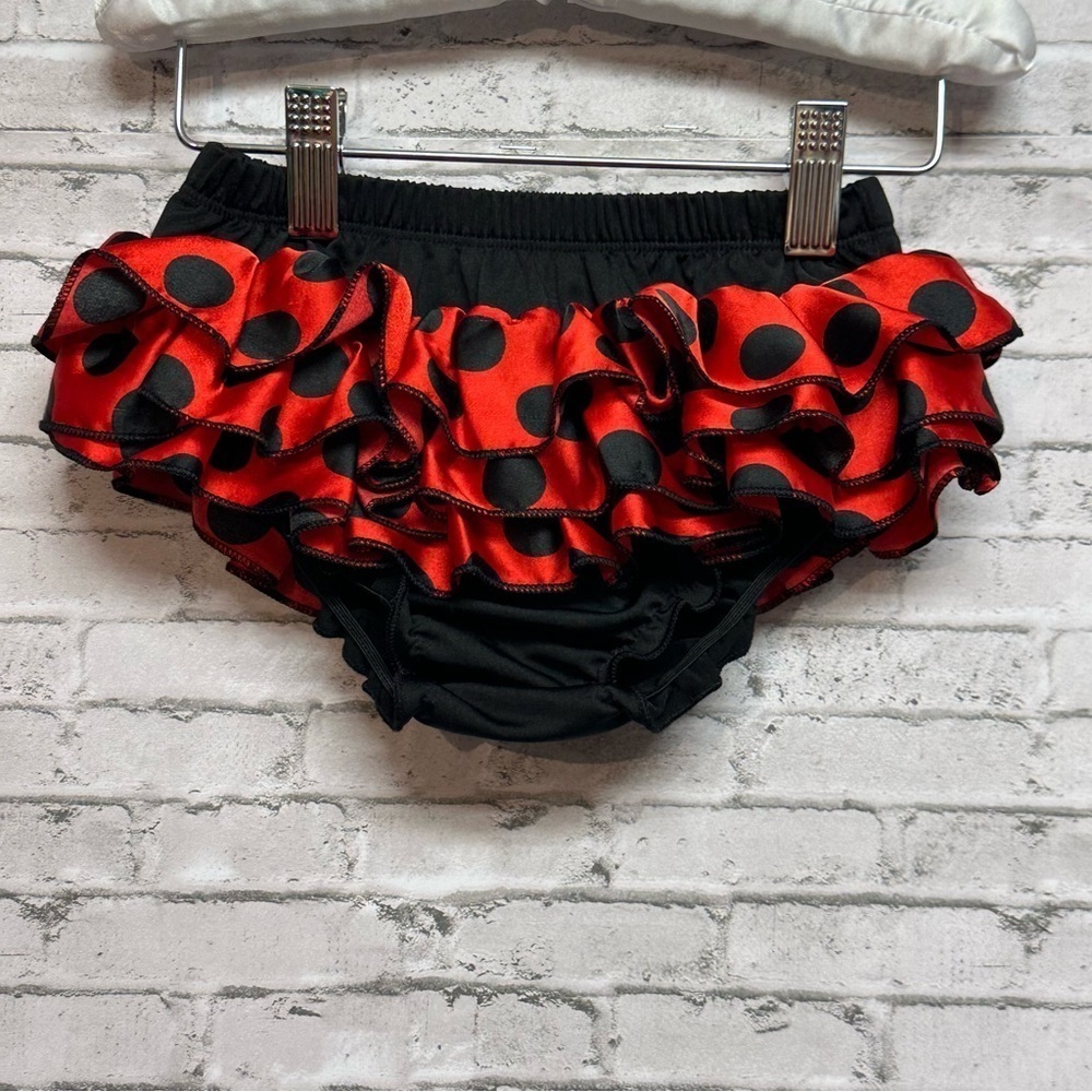 Toddler Tutu Size L (3T) Black Red Tiered Ruffles Dance Costume Tutu Skirt